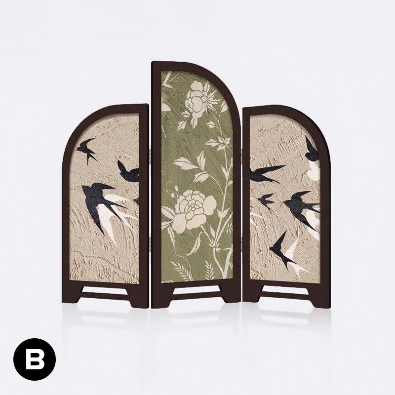 

Antique Mini Folding Screen Traditional Chinese-style Desktop Screen Ornaments Retro TV Cabinet Porch Living Room Decor Carfts (as the picture,30x24cm)