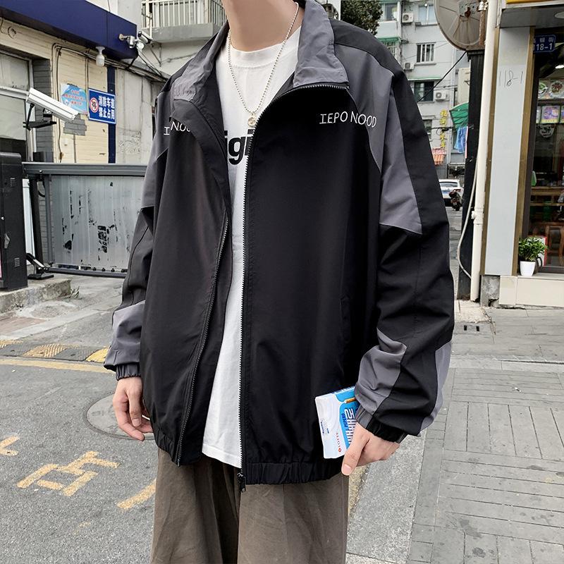 Men's Korean Style Trendy Color-Block Bomber Jacket - Spring & Autumn Casual Loose Fit