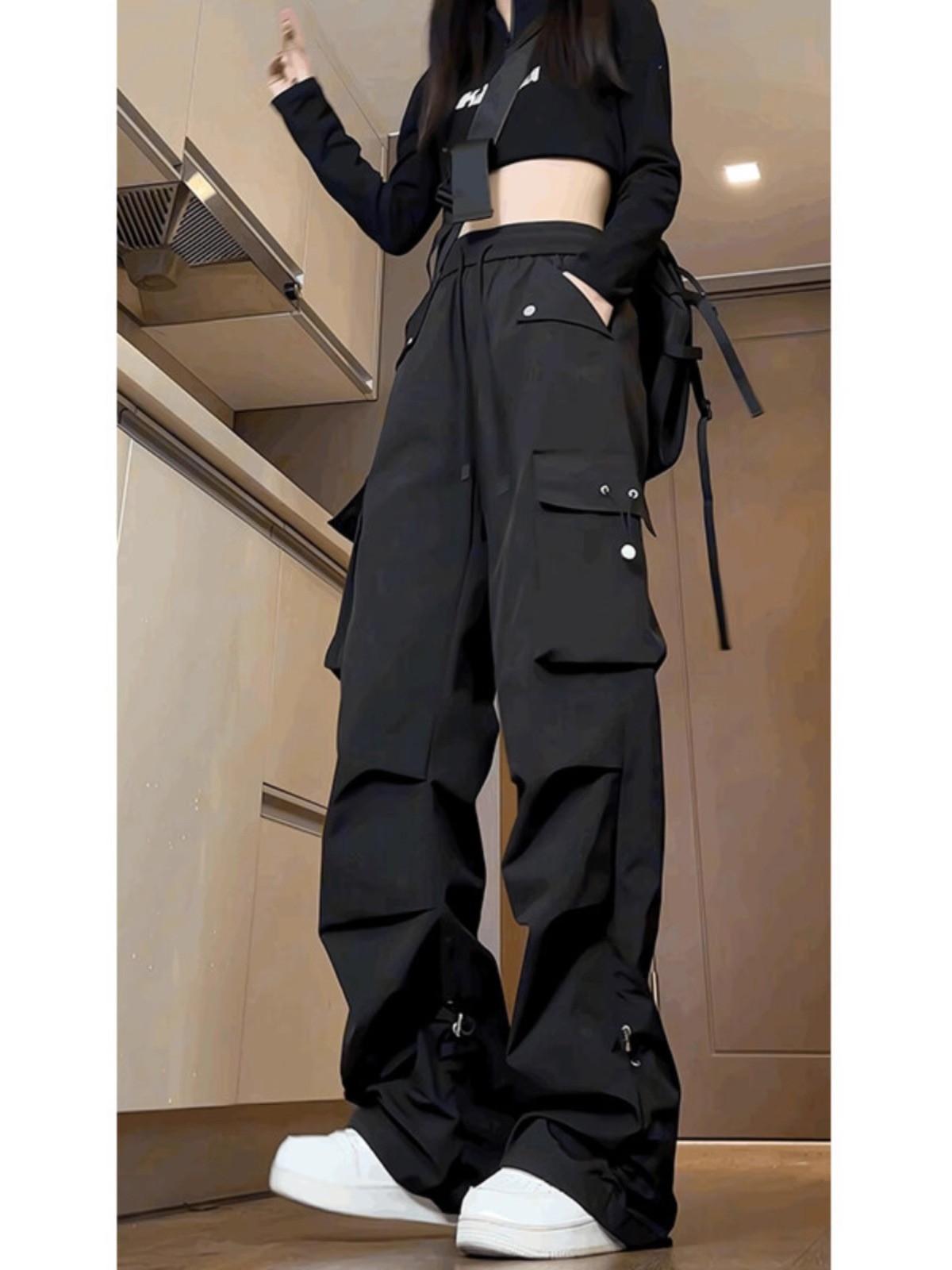 

Женский весенний повседневный модный комбинезон с высокой талией, драпировкой и свободного кроя M чёрный