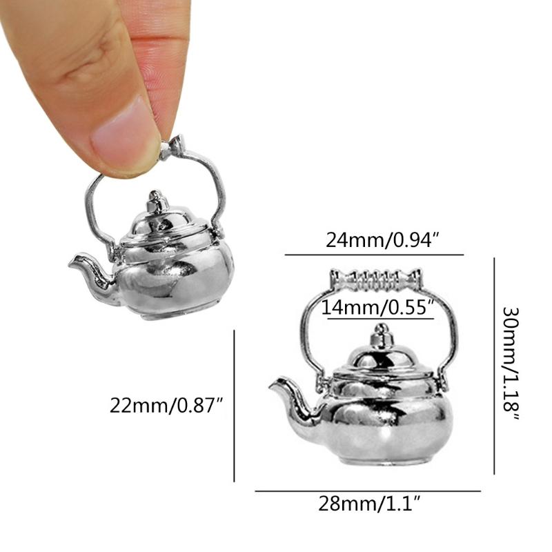 Miniature Food Scene Model 1:12/ 1:6 for Doll House Small Kitchen Accessory Mini Alloy Kettle Small Chic Mini Kettle Mod
