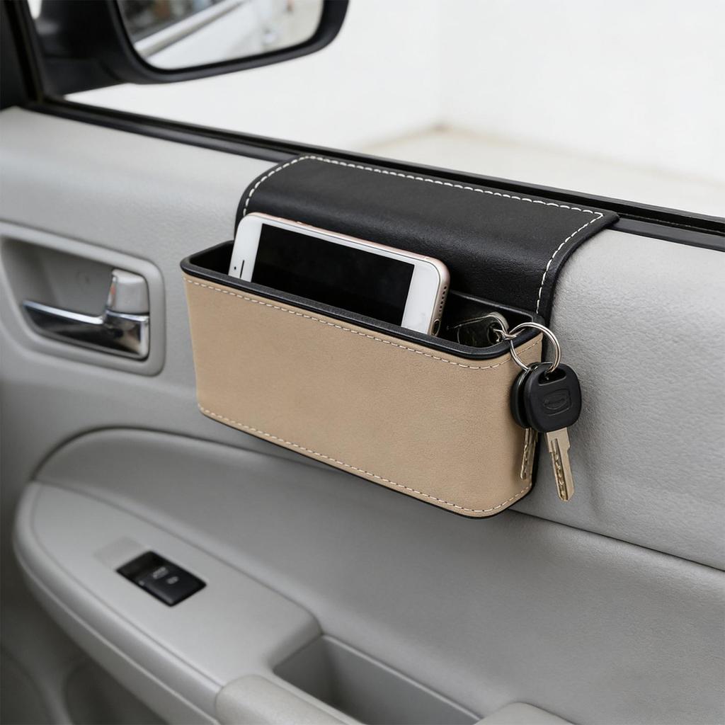 Car Seat Storage Organizer Leather Adhesive Holder Back Of Seat Car Organizer Storage Box For SUV RV Truck Sedan Automotive