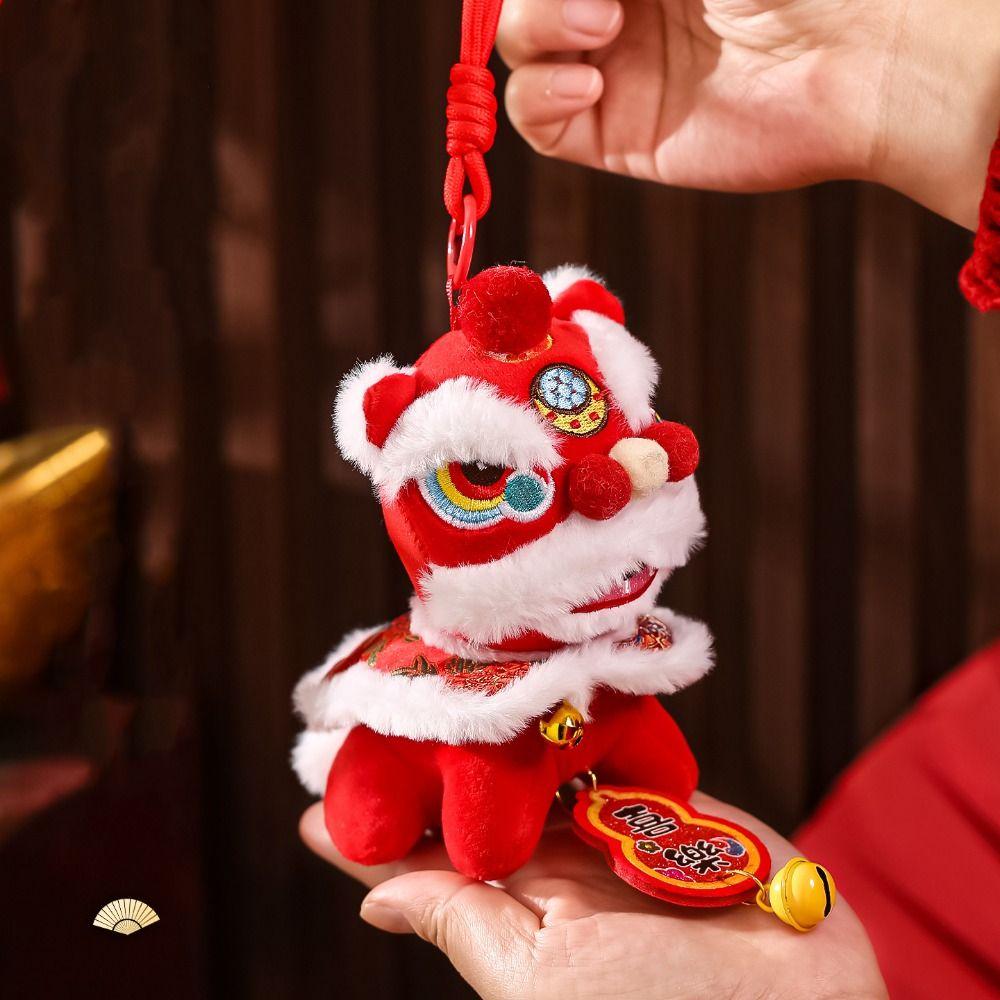 Cartoon Lion Dance Keychain Fortune Character Chinese New Year Gift Lion Dance Pendant  Small Gift