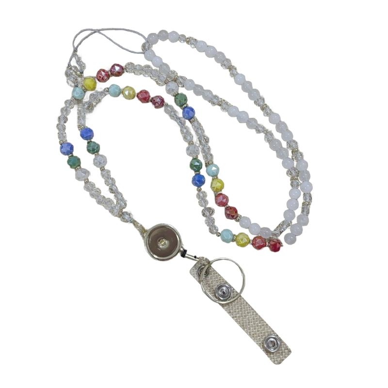 Retractable Lanyard Necklace Natural Stone lBeads Lanyard Keychain Lanyard Eyeglass Holder Lanyard