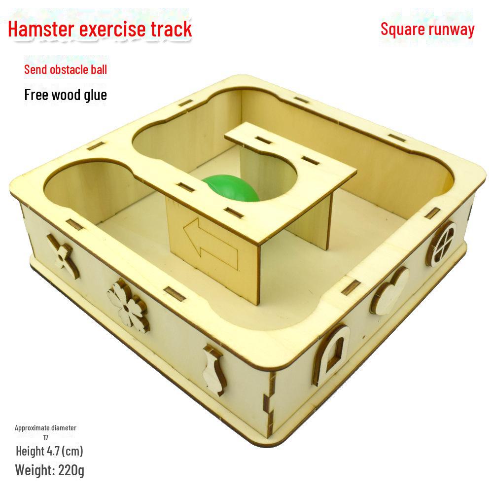 Hamster Spieltunnel aus Massivholz: Sportbahn, Treppensteigen, Unterstand & Fitnessplattform.