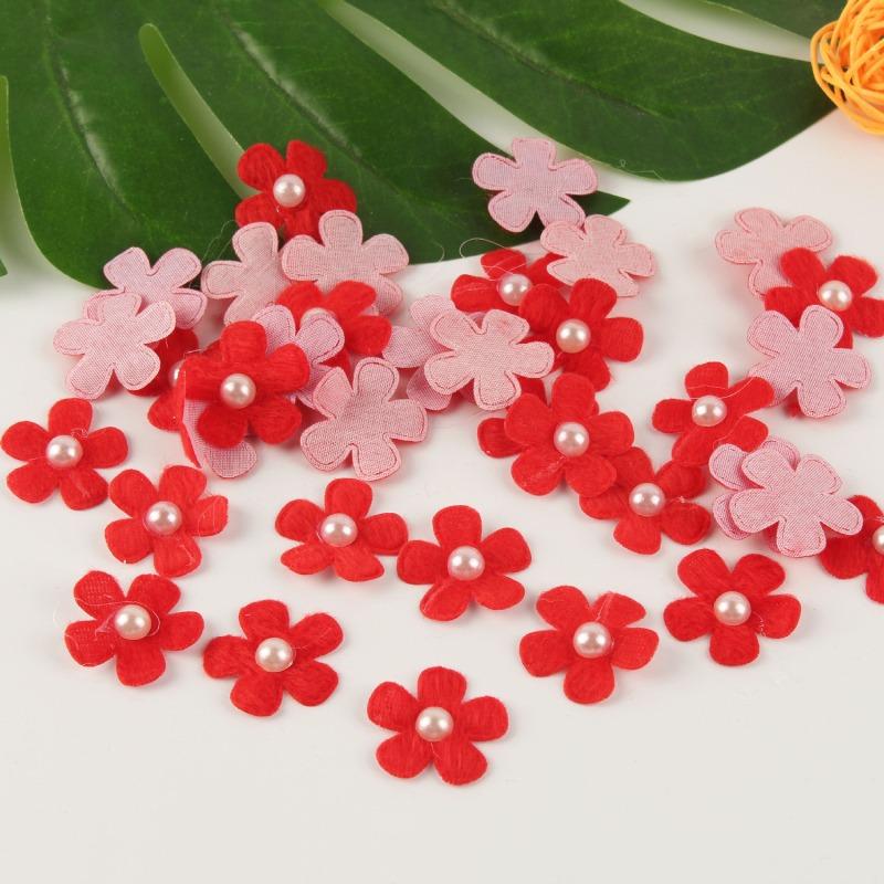 Fashion Mixed Color Pearl Petals for Girls, Costume Decoration, DIY Crafts, Headdress, Dress Up Flower, 25mm, 100 Pcs Pack