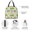Sac à déjeuner isotherme Grenouille Mignonne sur Feuilles de Lotus pour Enfants Sac Isotherme Scolaire Boîte Thermique à Aliments Sac Fourre-tout Boîtes à Lunch Portables Contenant
