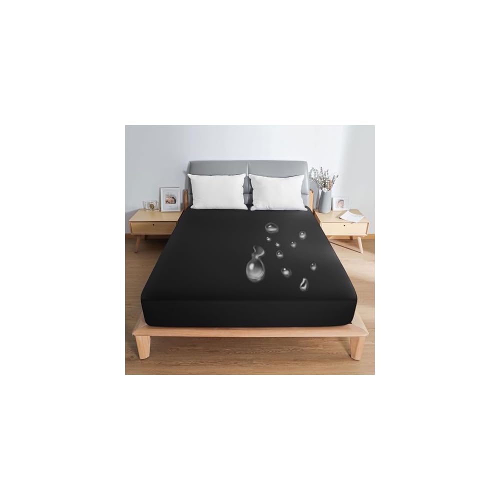 PRETYDAY Fitted Sheet, Waterproof Sheet, High-Density Fabric, Mattress Cover, Five-Sided