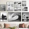 Black White Poster Ocean Sea Wave Nature Landscape Aesthetic Canvas Painting Posters and Prints For Living Room Decoration