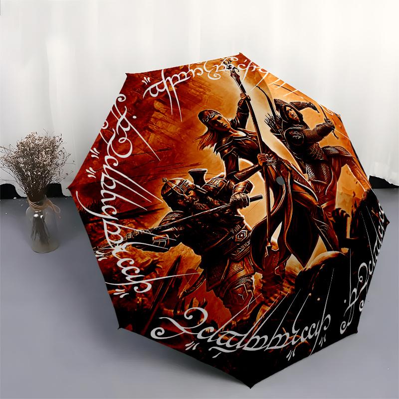 Fantasy Warriors: Epic Battle Scene StickerUmbrella, Portable 3-Fold Compact Umbrella for Men & Women Gift