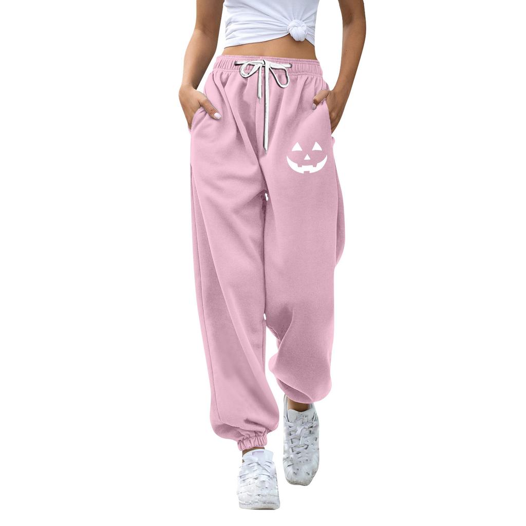 Dětské sportovní Halloweenské tištěné gradientní kalhoty s kapsami na stahovací šňůrku