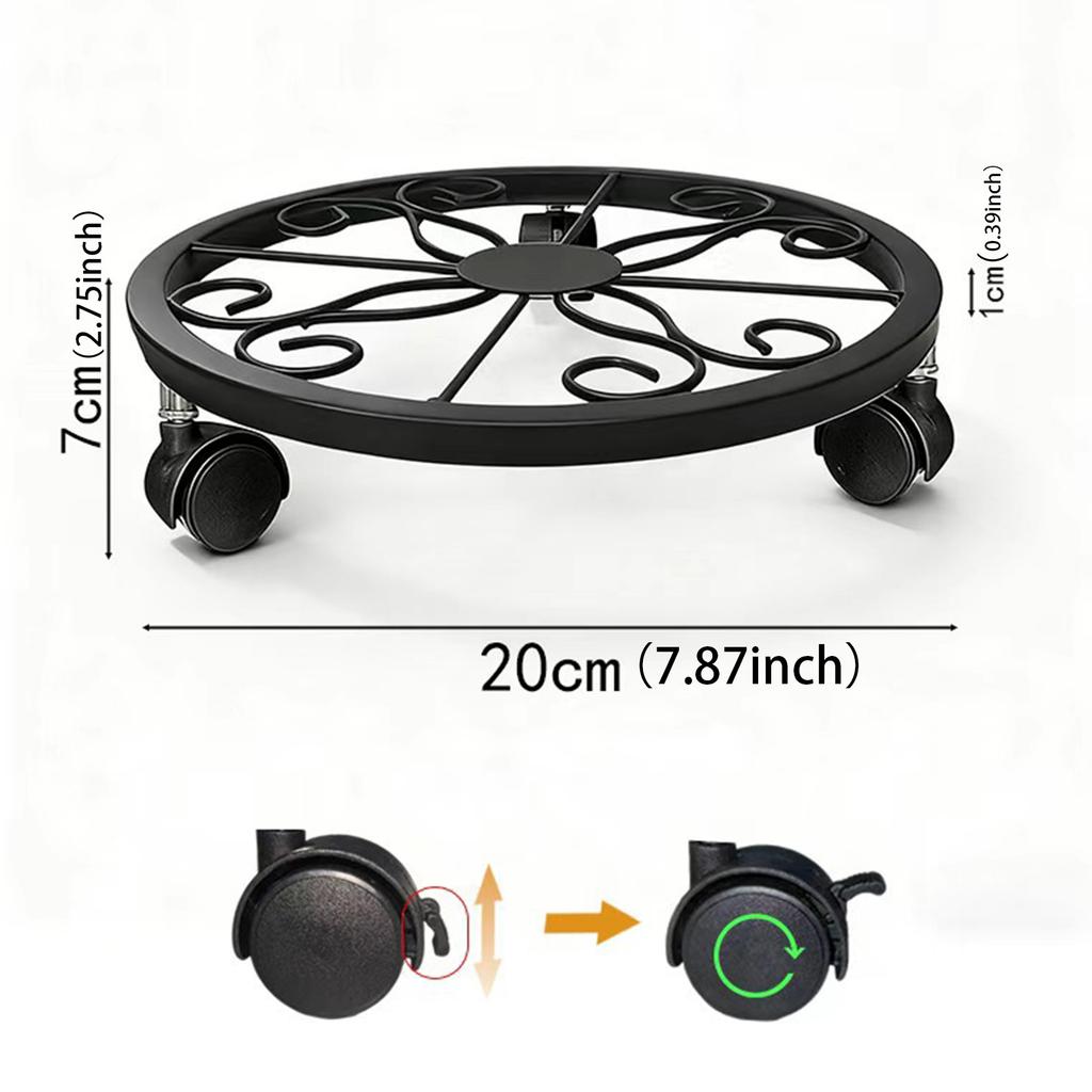 Mobile Flower Pot Tray With Detachable Casters Strong Load Bearing Plant Saucers With Locking for Indoor and Outdoor Plants