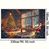 1 piece of Christmas background cloth with snow house, Santa Claus,Christmas tree,and gifts - creating a warm festive at