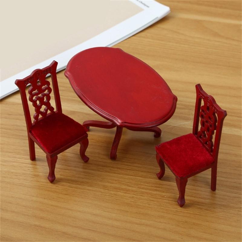 Doll House Chair Table Model Dining Set Realistic Table Dollhouses Chair Realistic Play Chair Realistic 1:12 Model Toy