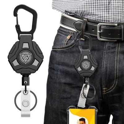 1/2 Stück polygonaler Karabiner-Schlüsselanhänger mit 60 cm einziehbarem Drahtseil, Karabinerverschluss-Design, einfache Schlüsselfixierung, Klettern, Camping, Reise-Schlüsselanhänger