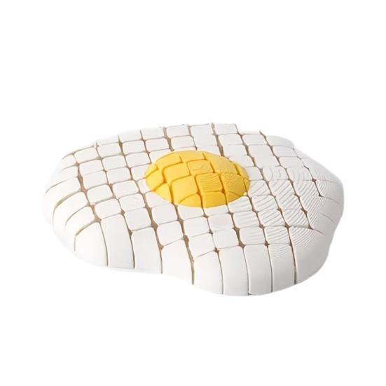 3D Printed Poached Egg Decoration, Grid Texture Egg Stress Relief Fidget Toy, Poached Egg Shape Figurine for Home белый