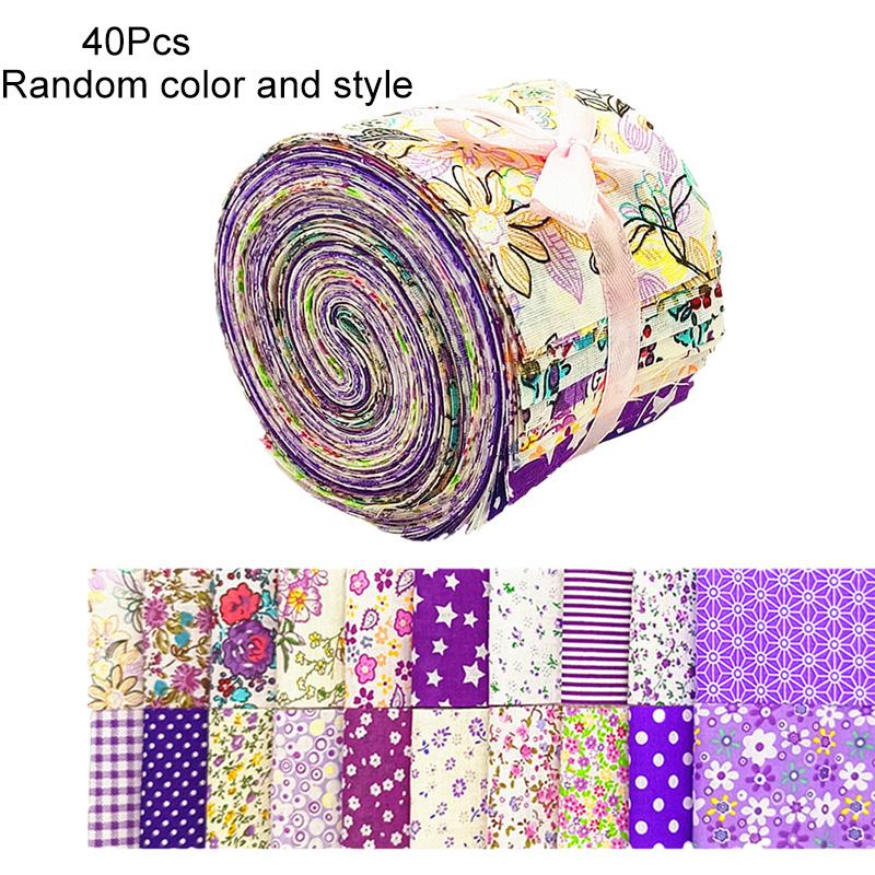 

40 штук/набор Предварительно нарезанная ткань 6,5x50 см Лоскутное шитье DIY Желейные рулеты Фиолетовый стиль Поплин Хлопок Полоска 6.5*50cm