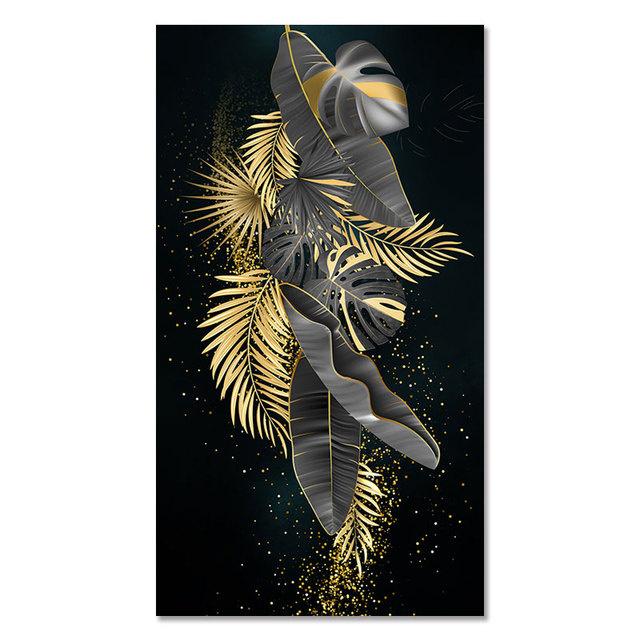 

Черное золото цветок интерьерная картина большой холст картина для украшения дома гостиная настенные постеры листы для картин 40x80cm