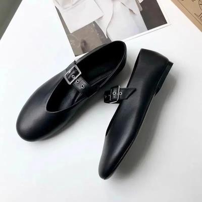 Fashion Women Mary Jane Shoes 2024 Autumn Natural Vintage Women Shoes Pointed Toe Ballet Flat Casual Shoes Women
