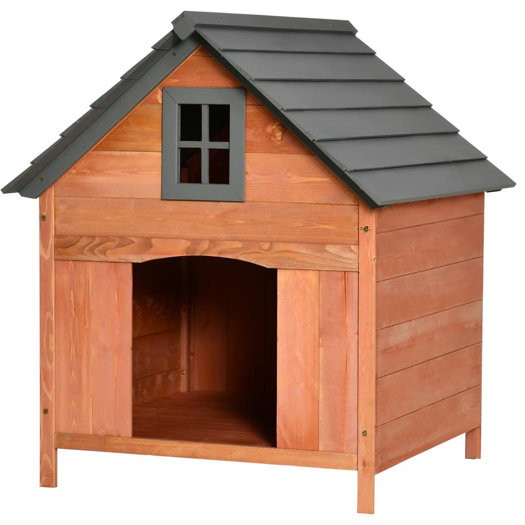 Raised Dog House for Dogs up to 15 kg, Dog Cat Kennel for Outdoor in Fir Wood, 81.3x91.5x98.5 cm