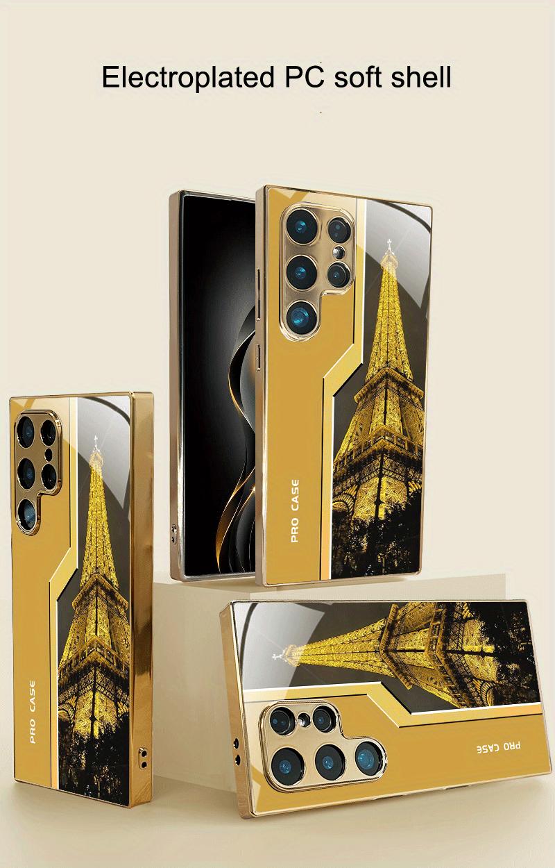 

Гальванизированный золотой новый чехол для телефона для Samsung Galaxy S26 Ultra S25 Plus S24 S23 S22 fe закаленное стекло Художественные текстурные узоры For Galaxy S26