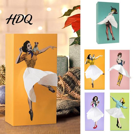 Tissue Box Holder Creative Lady Flying Skirt Design Easy Office Desk Access Square Tabletop Home Supplies Sexy Girl