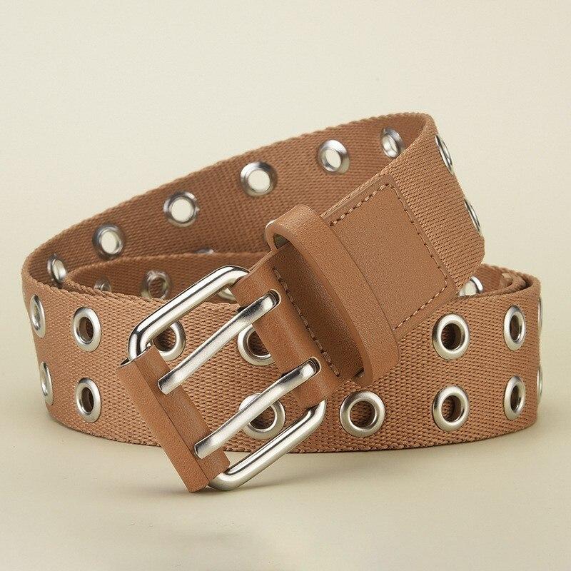 Pánský plátěný opasek Opasek s dvouřadou kolíčkovou přezkou Módní ležérní DÁMSKÝ opasek Outdoorový sportovní opasek k nákladovým kalhotám Džínový opasek