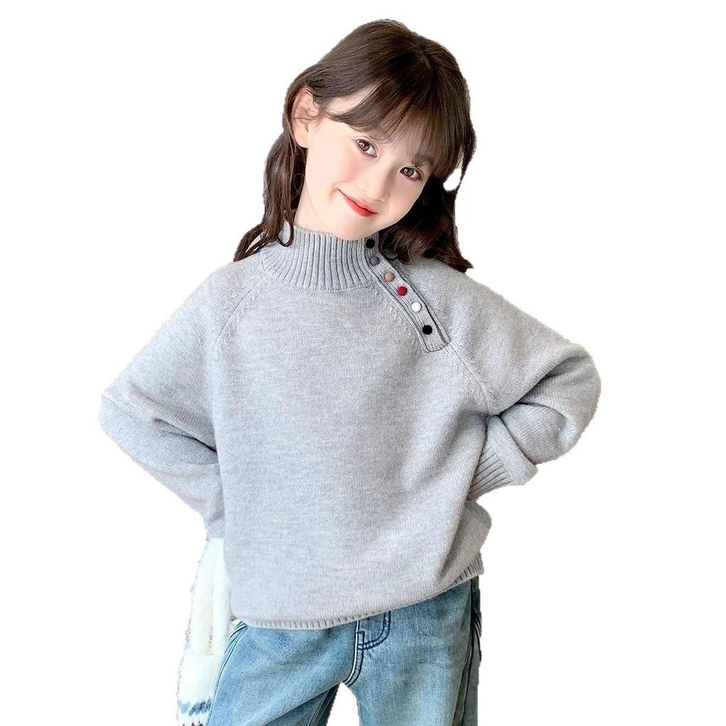 Children's Semi-High Neck Autumn & Winter Sweater - Stylish Knitwear for Boys and Girls