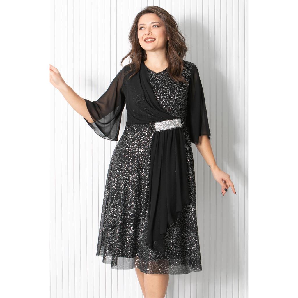 Pailletten-Abendkleid Marineblau Fhm900