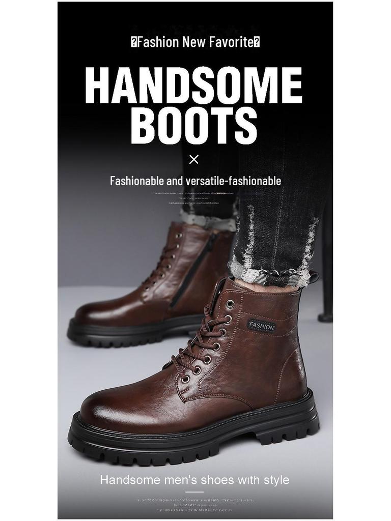 2023 Autumn/Winter Men's High-Top Cotton Martin Boots with Velvet Lining and Thick Soles