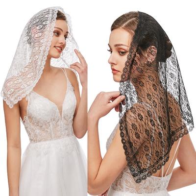 Lace Mantilla Veil Soft & Comfortable Exquisite Floral Design for Head Covering for Women Girls Church Veils for Chapels