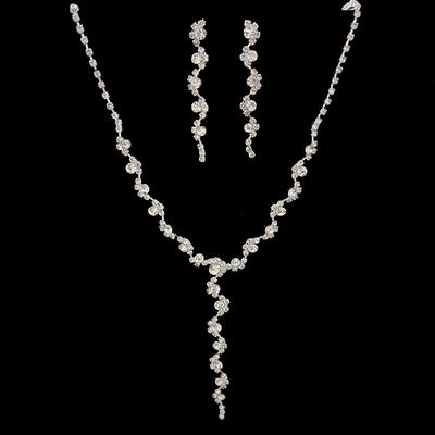 Classico Set Collana Orecchini Diamanti Semplici Accessori Sposa Abito da Sposa Abito da Sera Accessori Gioielli Banchetto Nuziale Donne