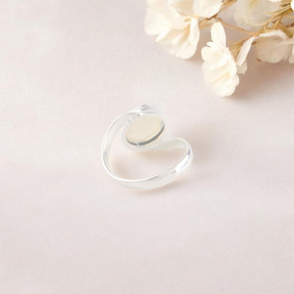 925 Sterling Silver Milky Opal Gemstone Ring Handmade Jewelry Oval Shape Ring RR-53-20