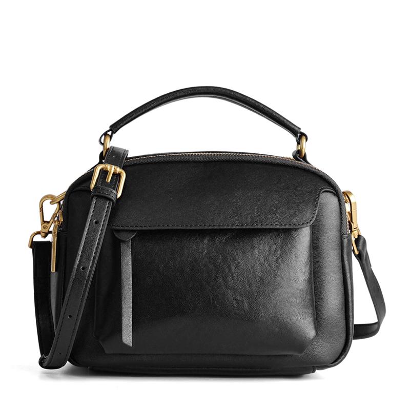 Underarm leather material, genuine leather handbag, retro-style women s shoulder bag, women s crossbody bag, luxurious high-quality, 2026 model 23x10x17Cm чёрный