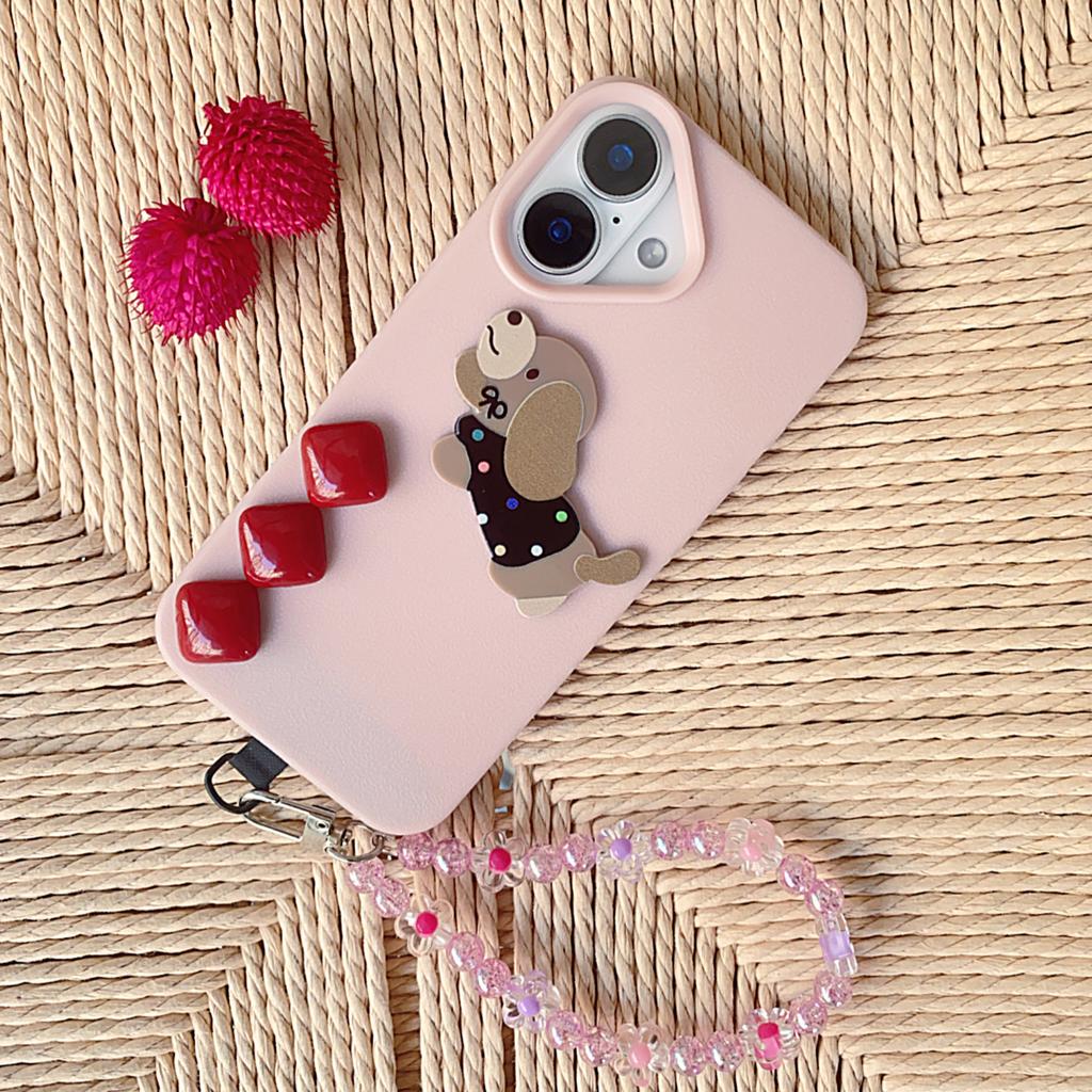 Cartoon Dog Blue/Pink Phone Case Protective Cover for iPhone 13/14/15/16 Pro Max