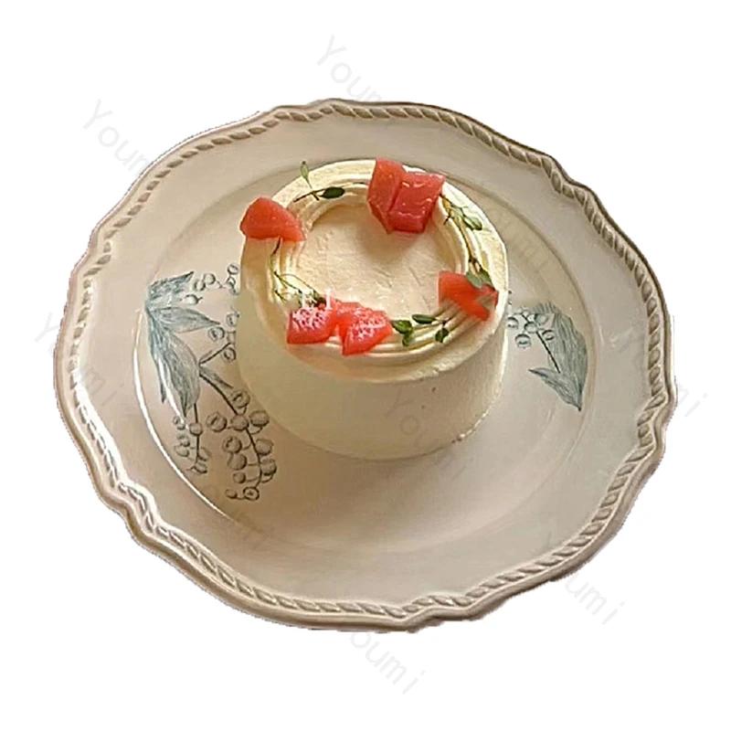 French Palace Style Dining Plate Afternoon Tea Dessert Ceramic Plates Household Breakfast Fruits Dishes Exquisite Tableware