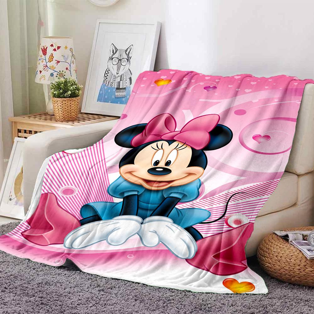 Minnie Mouse Valentine'S Day Flannel Blanket Super Soft Warm Cozy Blanket For Sofa Bed Office Travel Allseason Home Decor Gift