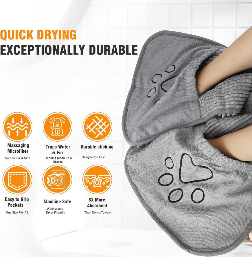 Super Absorbent Quick-Drying Pet Bath Towel Soft Bath Robe for Cats And Dogs Convenient Dry Cleaning Washcloth Dog Accessories