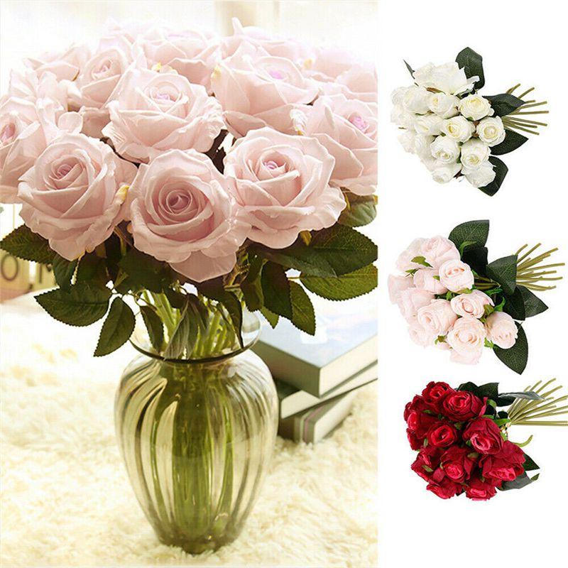 Artificial Silk 18heads Rose Fake Flower Bouquet Wedding Party Home Bridal Decor