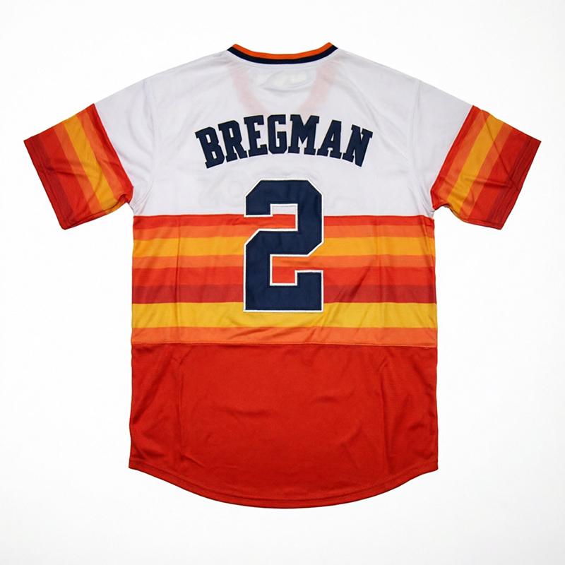 Men's Vintage-Style Stitched Baseball Jerseys 2 Alex Bregman 5 Jeff Bagwell 7 Craig Biggio 24 Jimmy Wynn 34 Nolan Ryan S-3XL