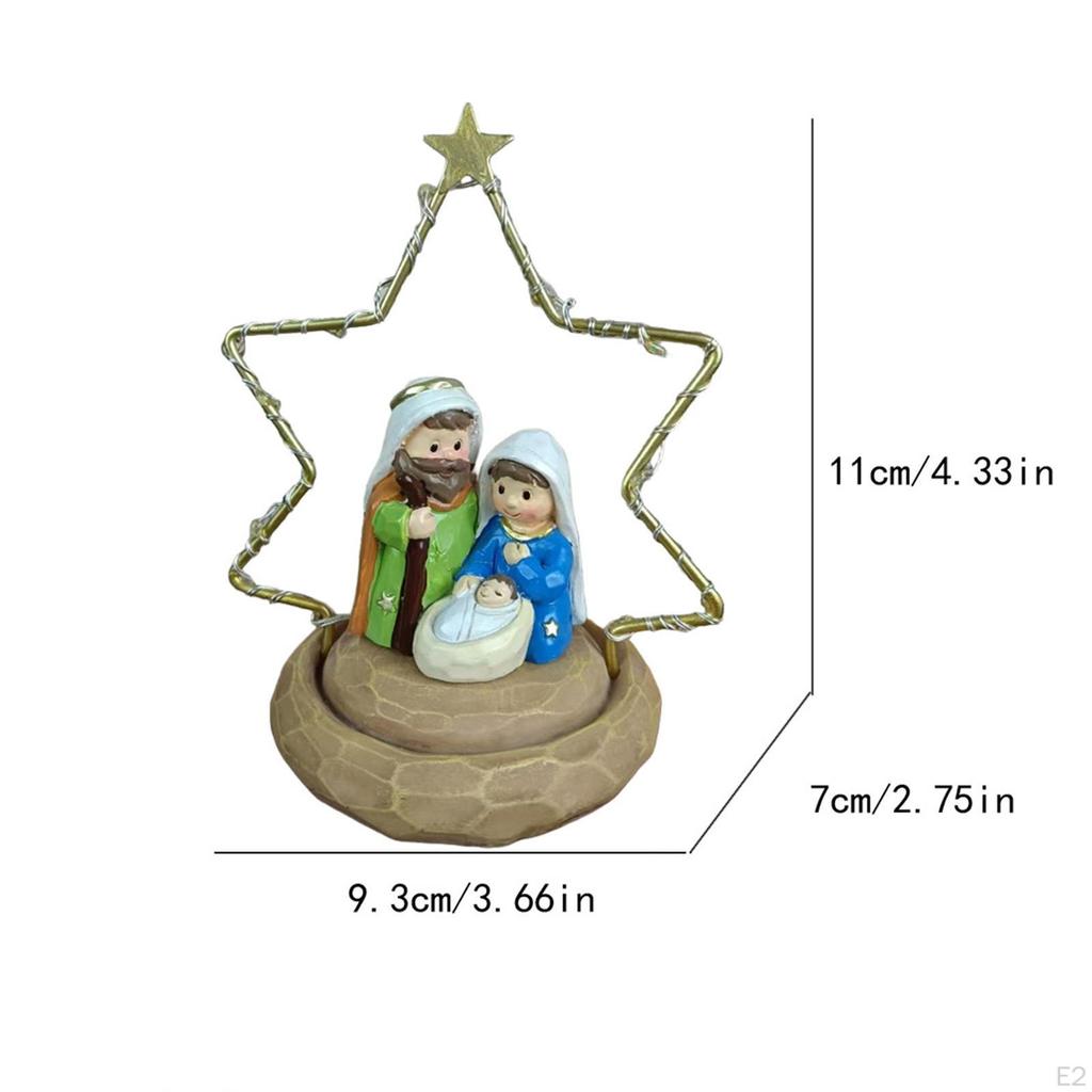 Christmas Nativity Scene Religious Sculpture Artwork Holy Family Figurine for Fireplace