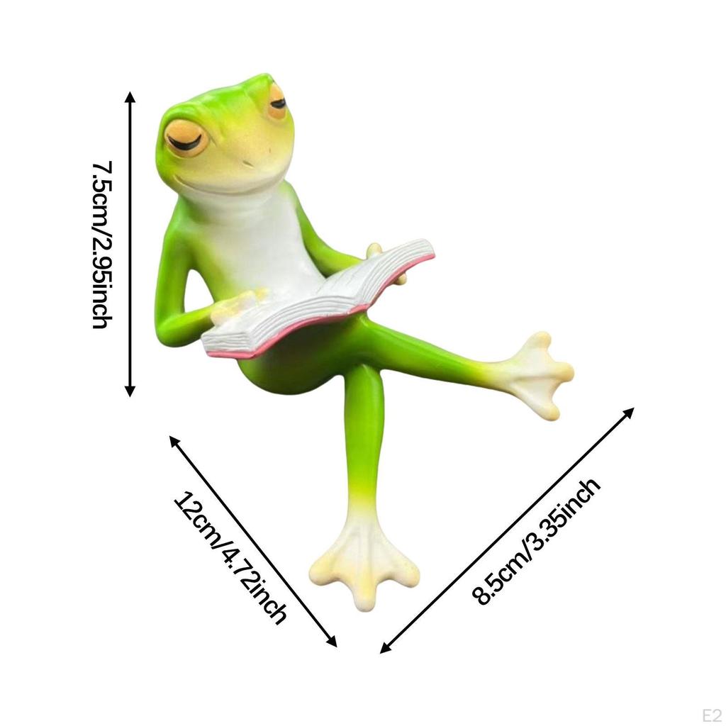 Frog Statue Sculpture Hand Painted Adorable Resin Crafts Miniature Figurine for Home Office Bedroom