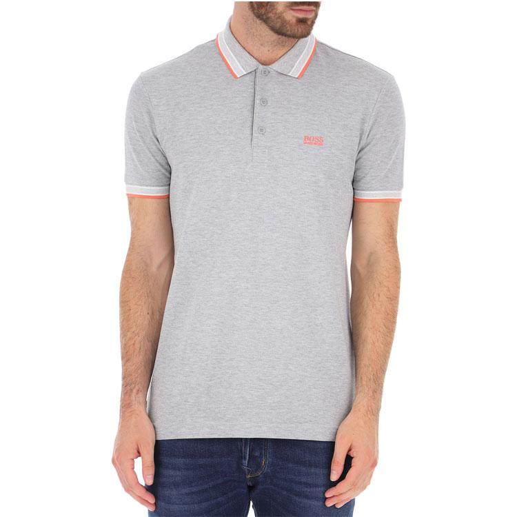HUGO BOSS Polo Shirts Men's Gray Polo Collar Moderate Straight Fit 50398302-066
