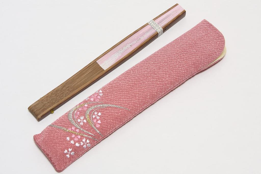 Faltfächer für mit Fächeretui und Präsentationsbox Wasser und Kirschblüte [Hasegawa] Kyoto-Stil Damen, (Fließendes Design, beidseitig)