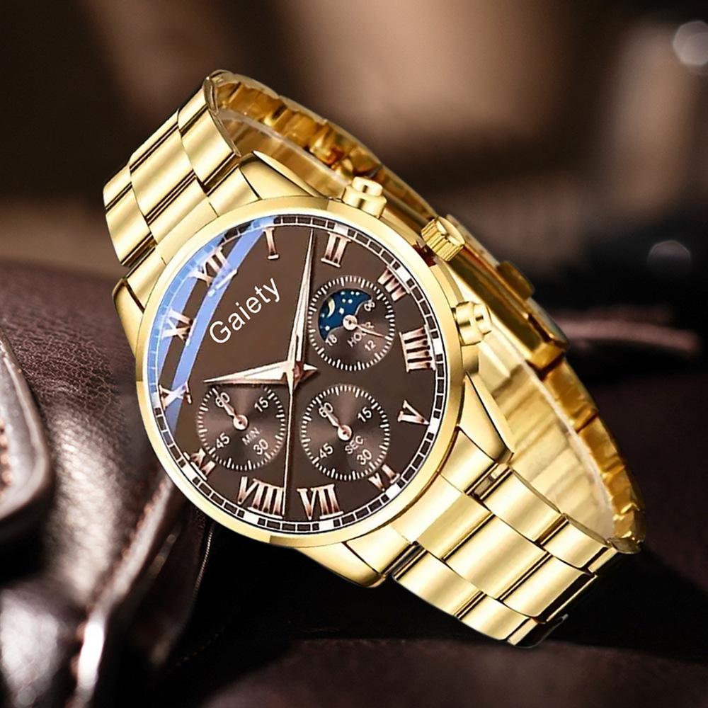 Men's Watch Casual Business Glass Quartz Watch Three-eye Calendar Fully Automatic Movement Watch Watch Large Dial Luminous