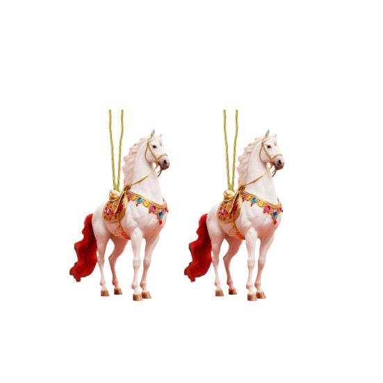 2Pcs Horse Pendant 2D Acrylic Animal Charm Christmas Tree Door Window Wall Hanging Ornament Automotive Decoration