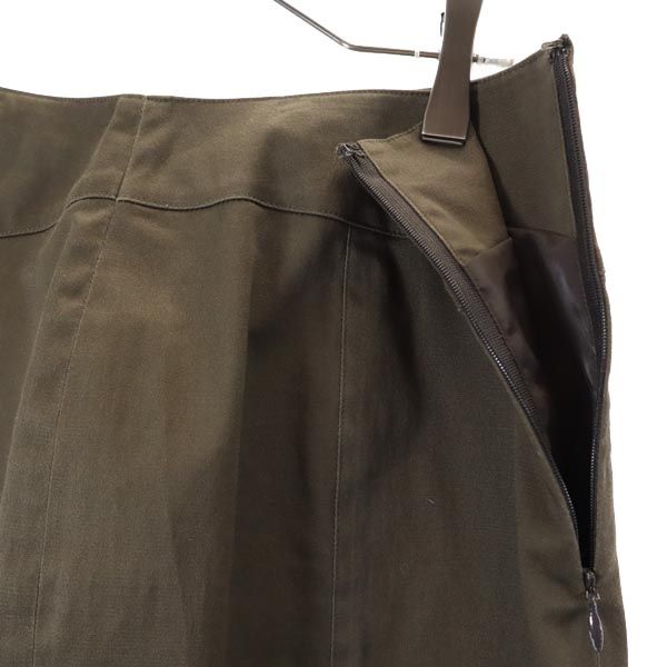 23ku Linen Blend Skirt suit Setup Upper 40/Lower 44 Khaki Women Used
