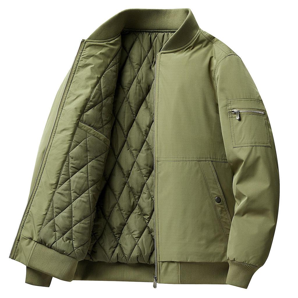 Men's Autumn/Winter Thick Cotton Jacket with Fashionable Baseball Collar - Casual American Workwear, Windproof, Warm Outerwear