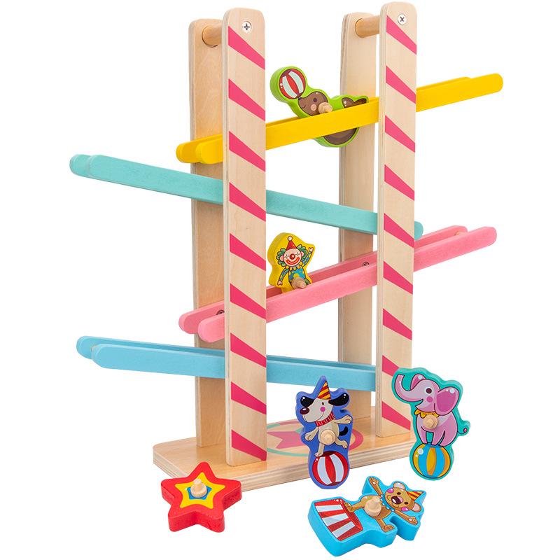 Colorful Wooden Educational Glide Car for Children - Fast, Interactive Parent-Child Toy