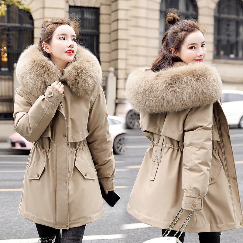 Pie overcomes the tide of medium and long velvet and thickened cotton-padded clothes for women's winter new warm loose coats and cotton-padded jackets