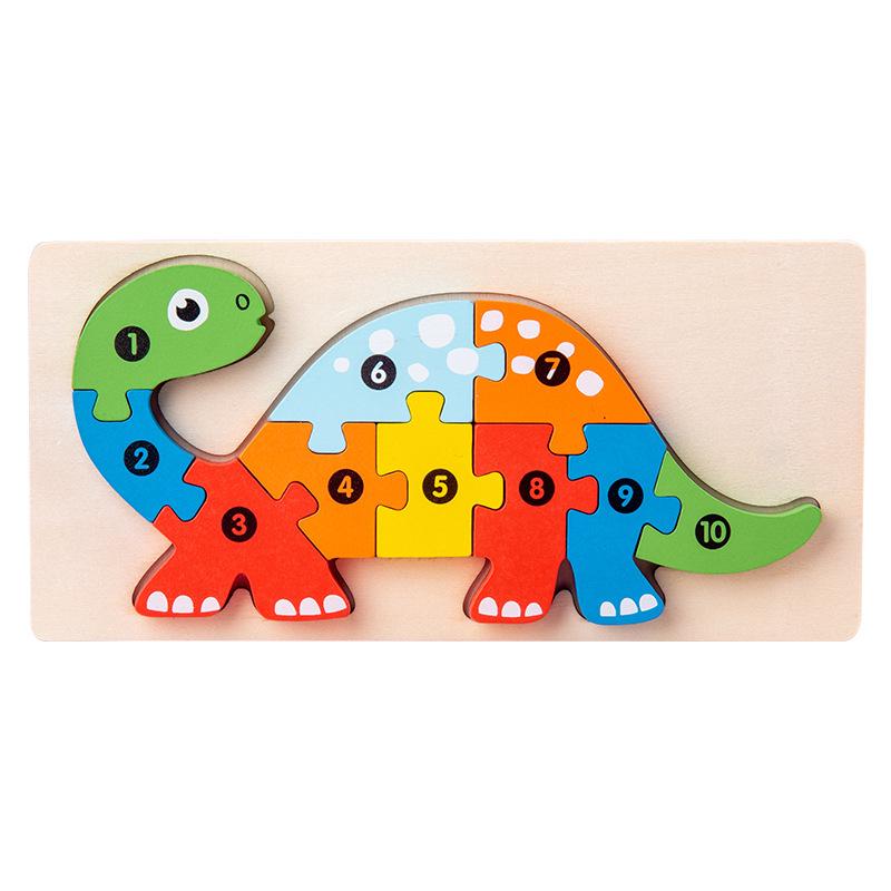 3D Wooden Buckle Puzzle: Educational Toy for Early Learning - Numbers, Transportation, and Animal Blocks